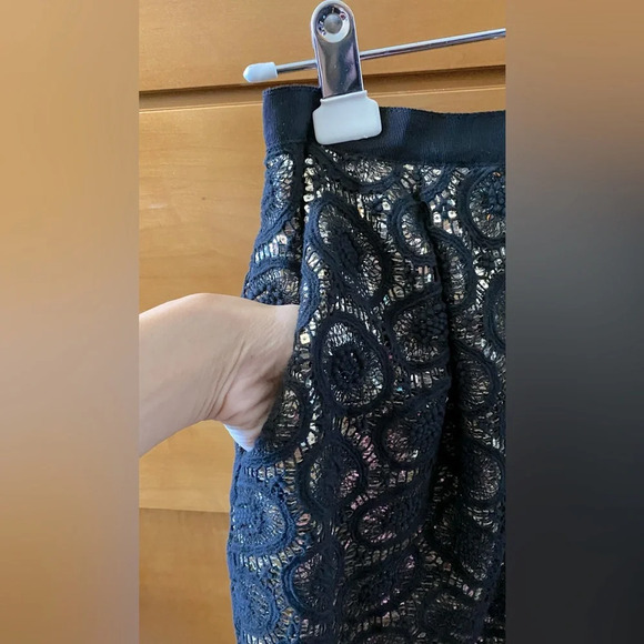 NWT 3.1 Phillip Lim Black Lace Overlay Gold Sequin Lining Skirt w/ Pockets Sz 6 - Picture 4 of 9